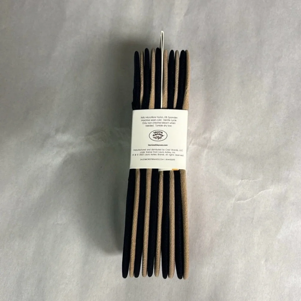 New Laura Ashley Socks Women’s 10 Pair Tan & Black Casual Microfiber Liner Socks - Picture 3 of 14